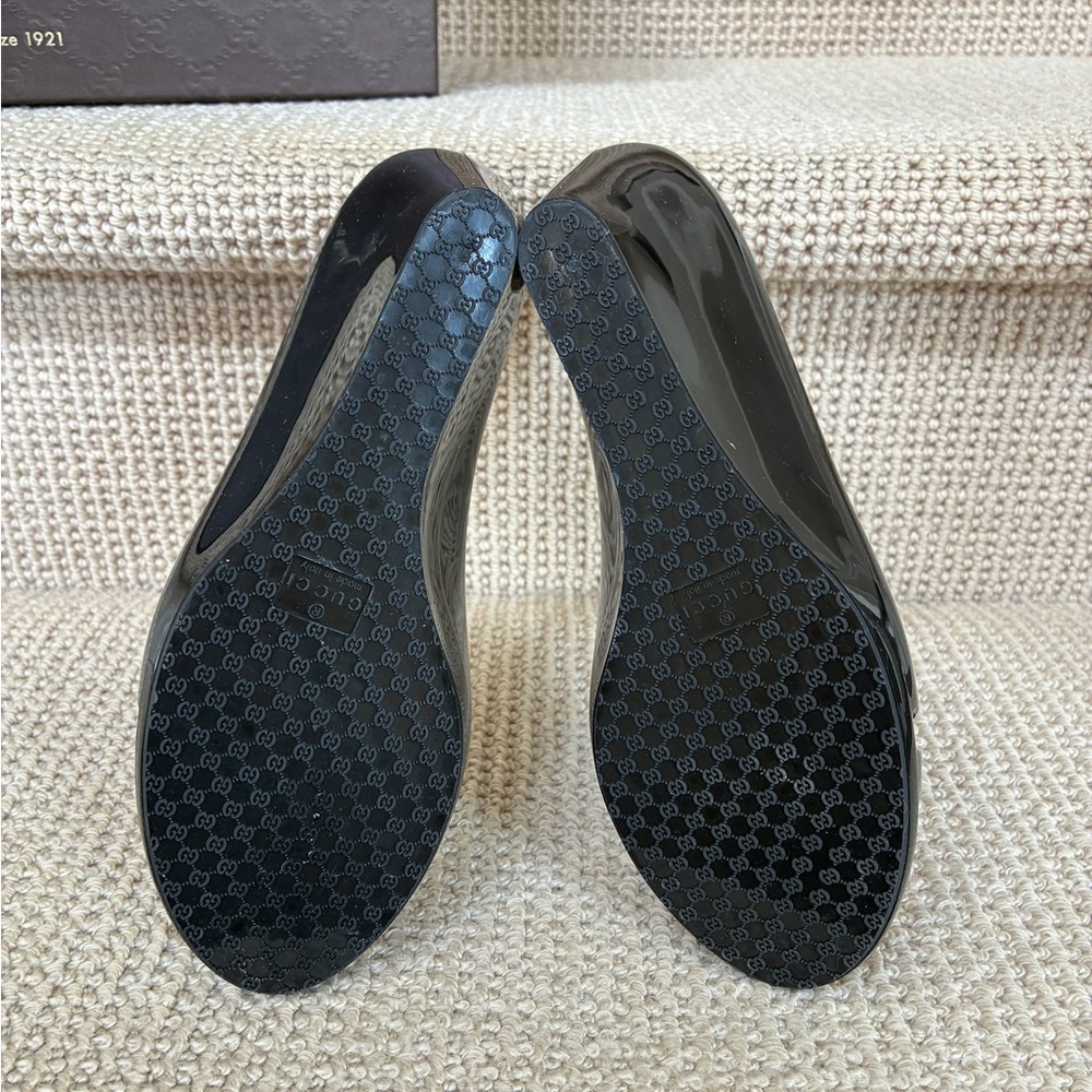 Gucci Marola Black Jelly Peep-Toe Wedge Heels - Picture 5 of 5